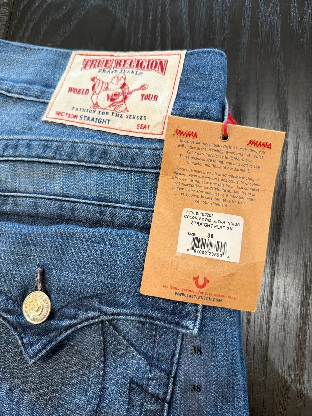 True Religion Medium Indigo Straight Leg Jeans